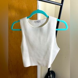 White sleeveless crop top from Aritzia